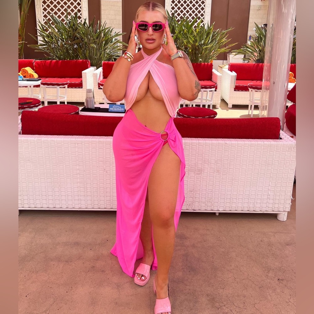 Hot pink bathing suit cover up